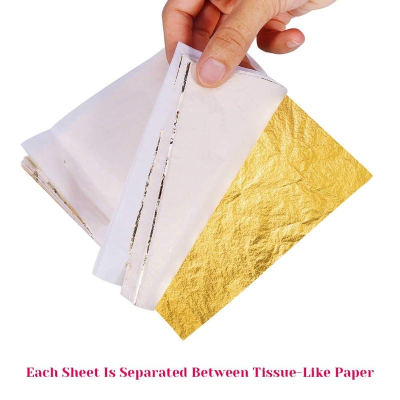 PAXCOO Gold Leaf Sheet for Resin, Paxcoo 300 Sheets Gold Flakes for Resin Nail Foil for Resin Jewelry Making Slime, Nail Arts, Gilding Crafting, Paint, Decoration, 5.5 by 5.5 Inches - Image 3